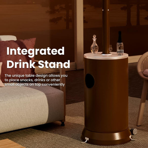Pamapic 48,000 BTU Patio Heater Propane with Table Design & Wheels, Commercial & Residential