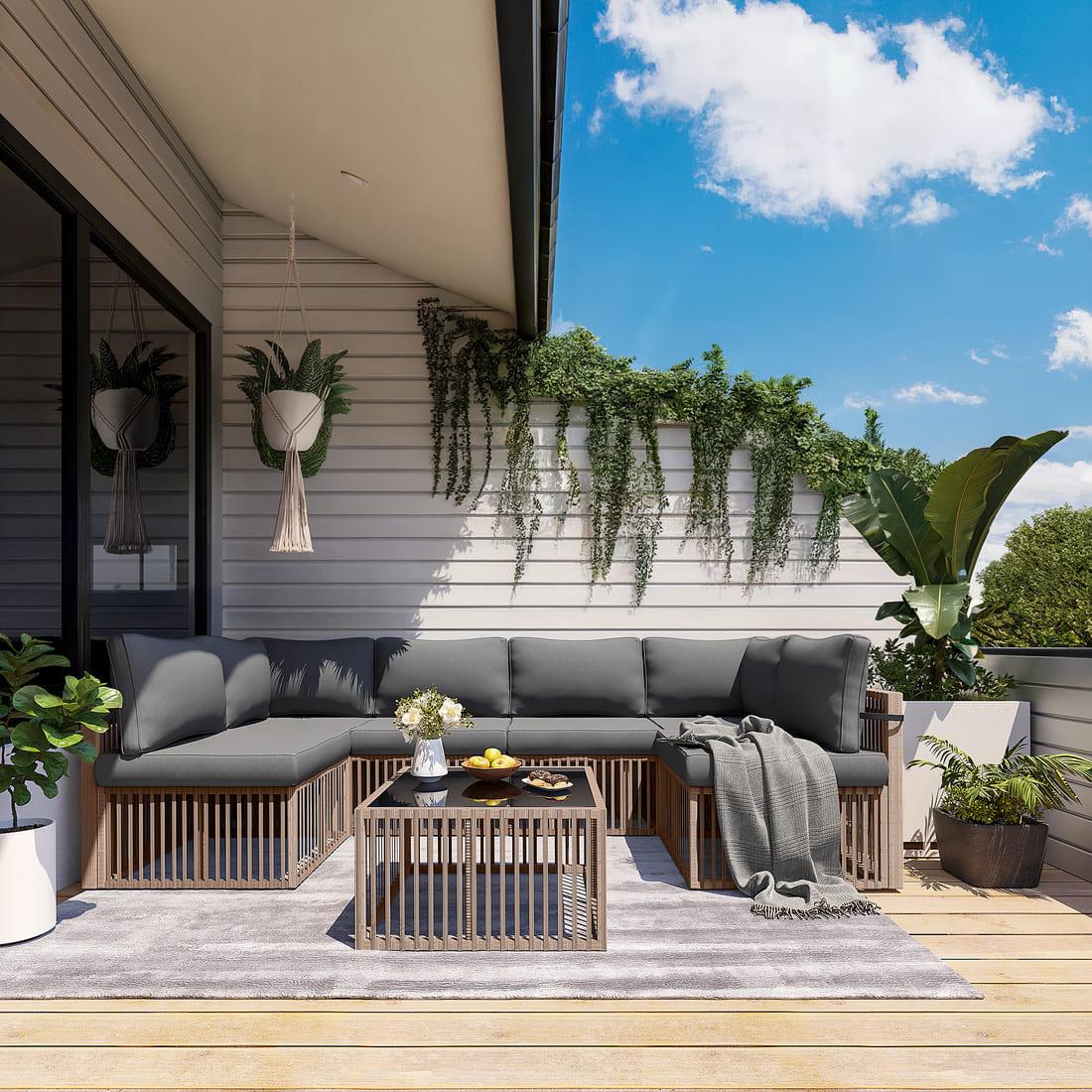 Pamapic Wicker Outdoor Sectional Sofa