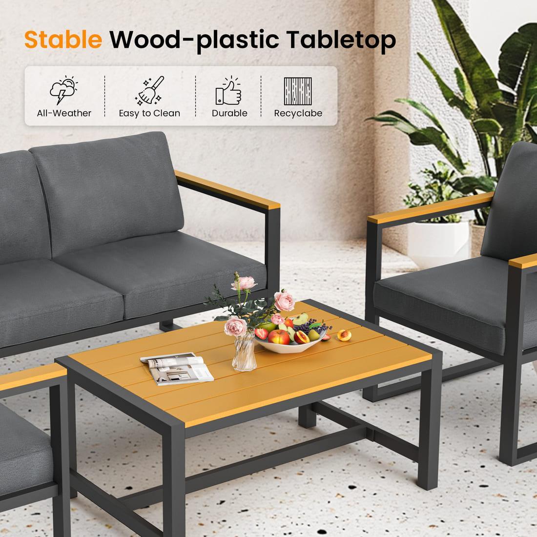 Pamapic 4 Pieces Modern Patio Conversation Sets with Cushion