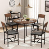 Pamapic Modern Round Dining Table Set for 4 with Meta Frame, Walnut