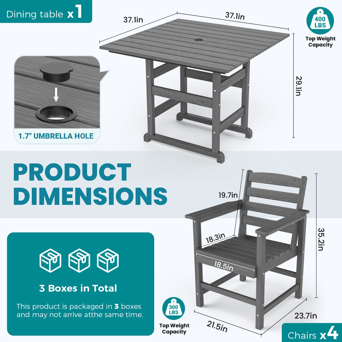 Corex HDPE Classic Dining Set,7-Piece