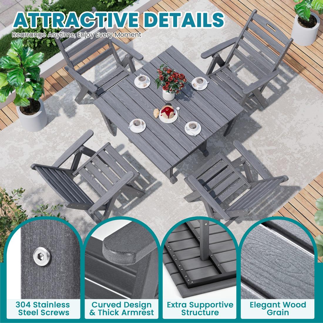 Corex HDPE Foldable Dining Set, 5-Piece
