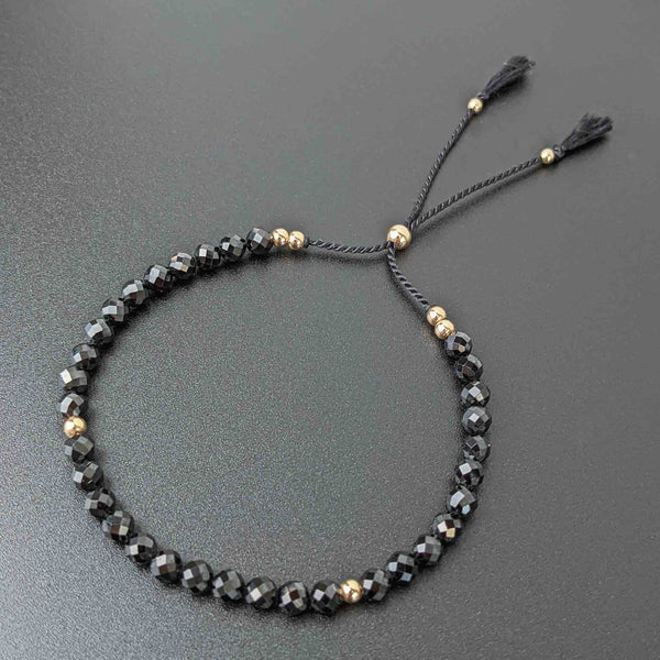 Black Spinel Tassel Tasbih Bracelet | Women's Misbaha - 33 Beads, 4mm