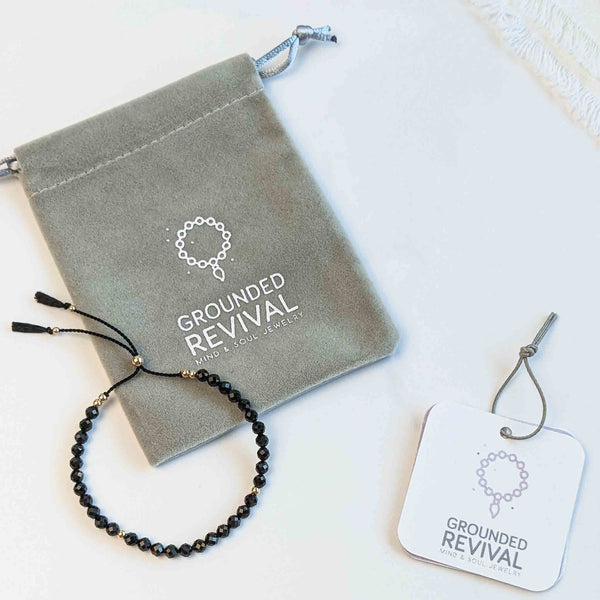 Black Spinel Tassel Tasbih Bracelet | Women's Misbaha - 33 Beads, 4mm