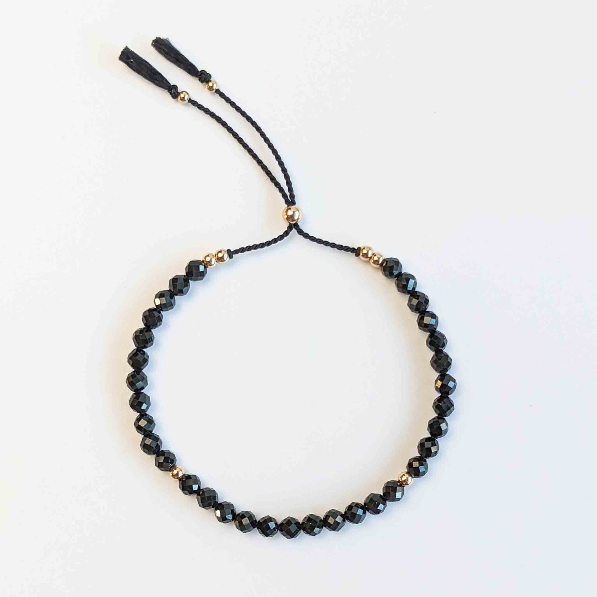 Black Spinel Tassel Tasbih Bracelet | Women's Misbaha - 33 Beads, 4mm