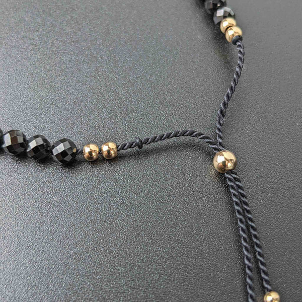 Black Spinel Tassel Tasbih Bracelet | Women's Misbaha - 33 Beads, 4mm