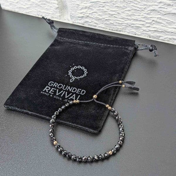 Black Spinel Tassel Tasbih Bracelet | Women's Misbaha - 33 Beads, 4mm