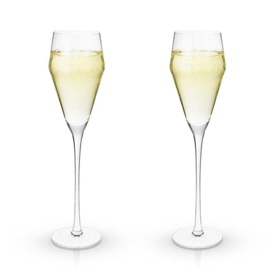 Raye Angled Crystal Prosecco Glasses Set of 2