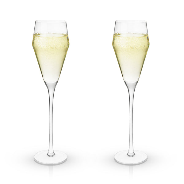 Raye Angled Crystal Prosecco Glasses Set of 2