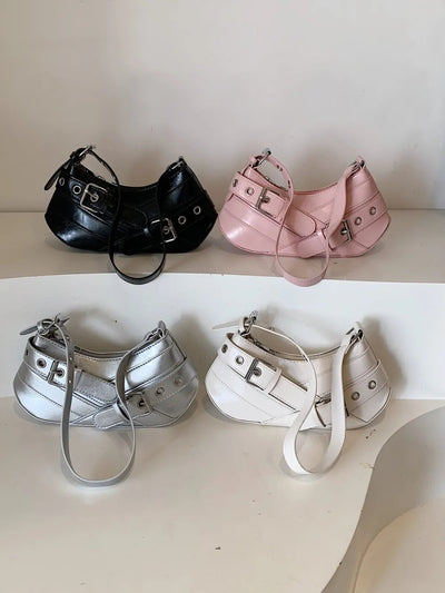 PU Leather Buckle Shoulder Bag