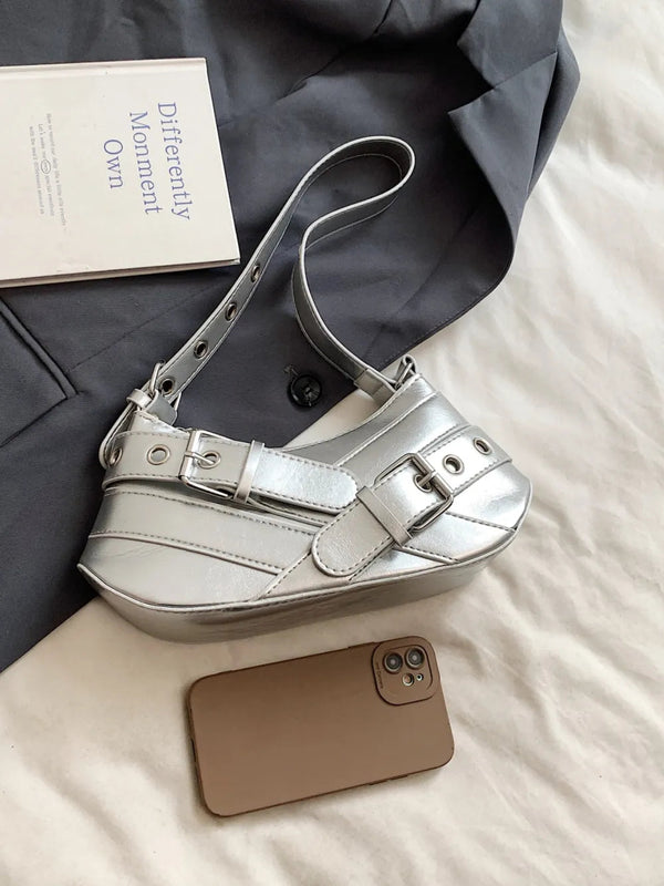 PU Leather Buckle Shoulder Bag