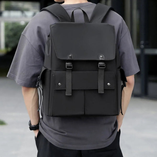 PU Leather Multi-Pockets Adjustable Strap Backpack Bag