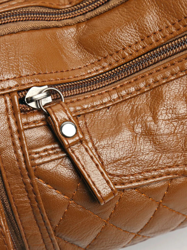 PU Leather Multi Pockets Adjustable Strap Shoulder Bag