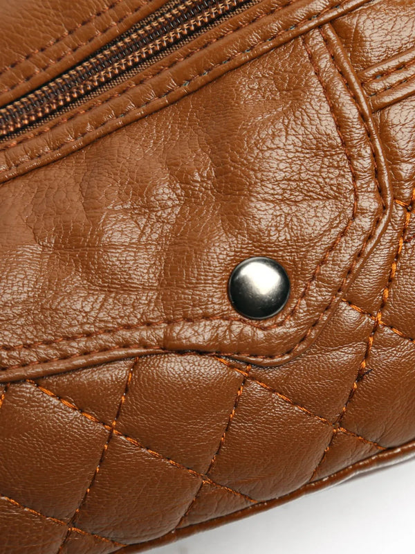 PU Leather Multi Pockets Adjustable Strap Shoulder Bag