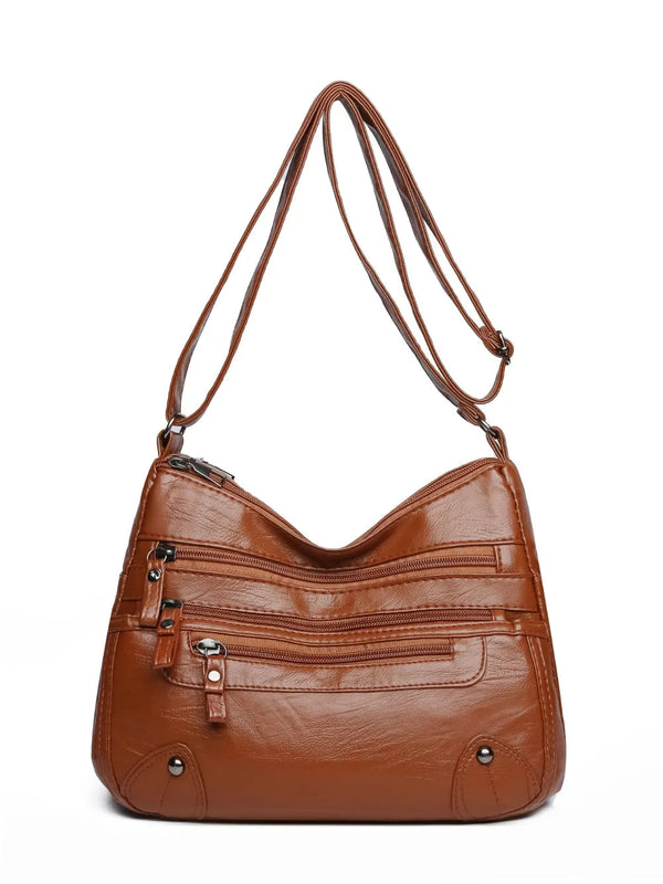PU Leather Multi Pockets Shoulder Bag