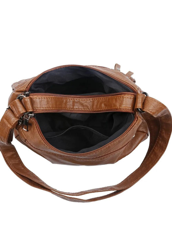 PU Leather Multi Pockets Shoulder Bag