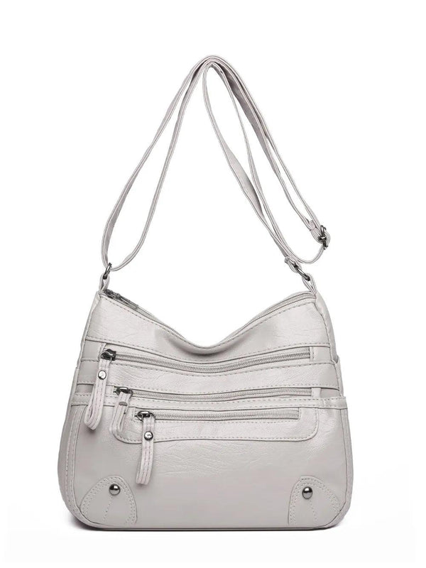 PU Leather Multi Pockets Shoulder Bag