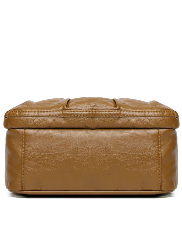 PU Leather Ruched Adjustable Strap Shoulder Bag