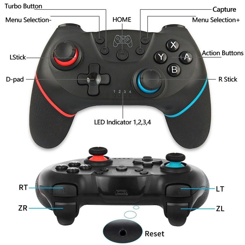Pure Black Wireless Bluetooth Joystick Gamepad Controller Compatible With PC Laptop Monitor Smart TV