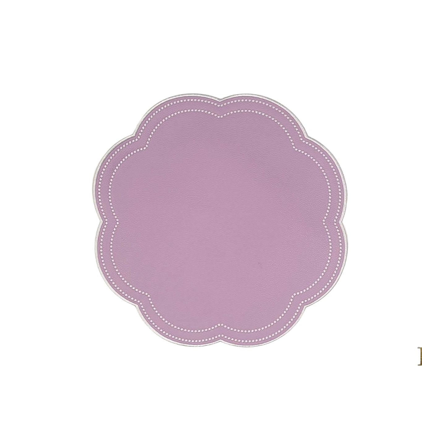 SPRING TABLE DECOR – NURTURE PURPLE SCALLOPED FAUX LEATHER PLACEMAT