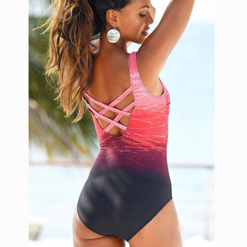 Push Up Swimwear Back One-piece Beach Bathing Suit Colorful Print One Piece Women Swimsuit  Women's Plunge Bathing Suit Strappy Mesh One Piece Swimsuit Tummy Control Swimwear