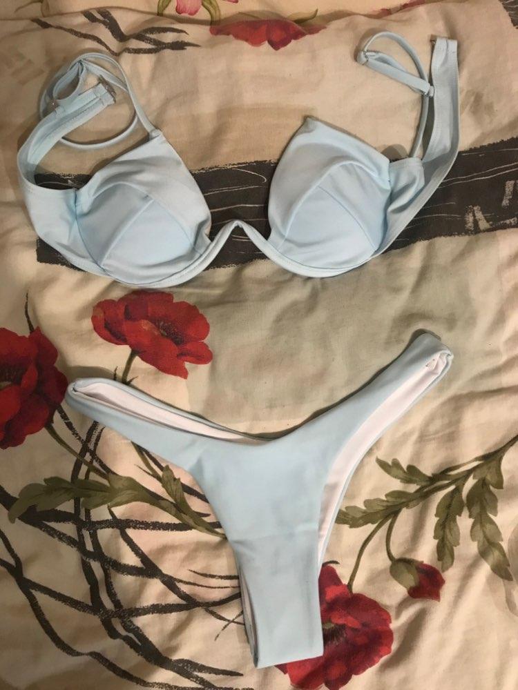 Push Up Unpadded Bikini Set Women 4 Colors Bandage Bikini Set Swimsuit Thong Bottom Swimwear Two Pieces Plain Bikini Bathing Suit Swimwear Bathing