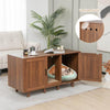 Patented 2-Door Cat Litter Box Enclosure with Winding Entry and Scratching Board-Brown