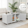 Patented 2-Door Cat Litter Box Enclosure with Winding Entry and Scratching Board-Gray
