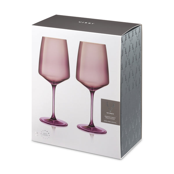 Reserve Nouveau Crystal Wine Glasses in Violet, Set of 2