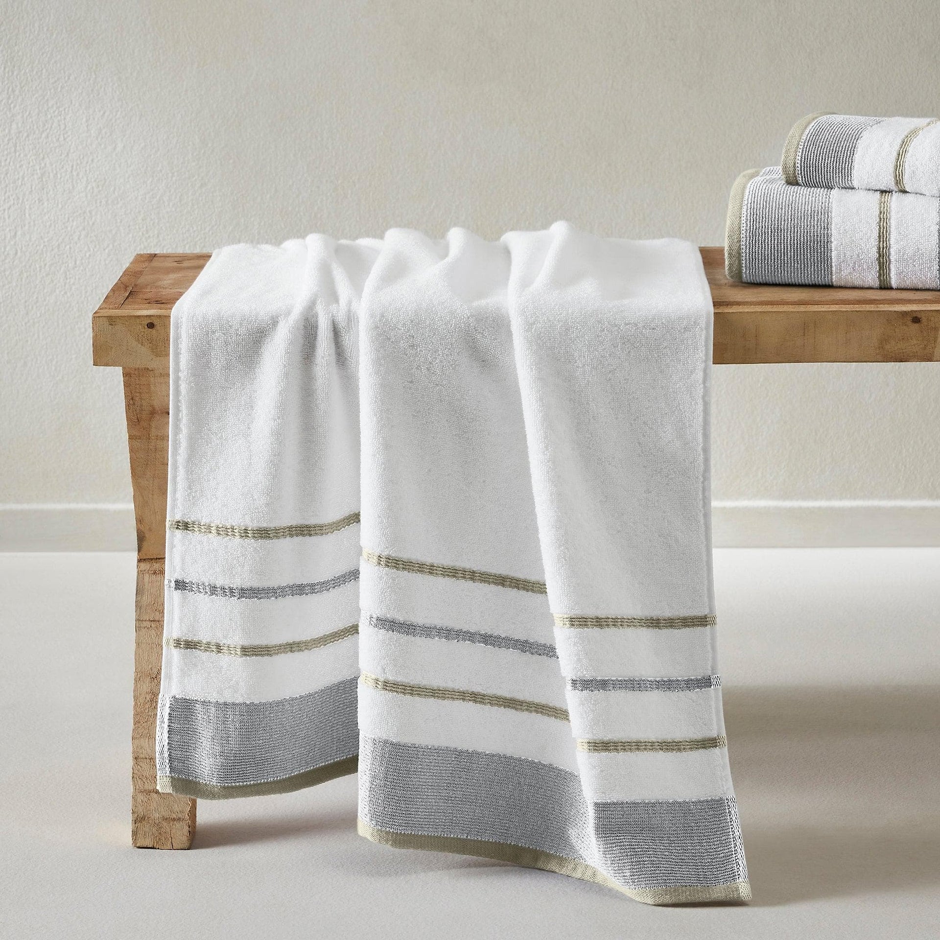 Decorative Cotton Stripe Bath Towel Set - Noelle Collection