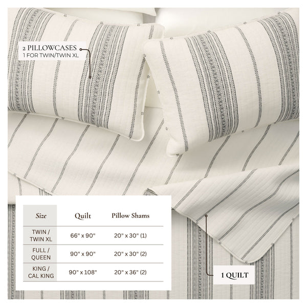 3-Piece Stripe Quilt - Wesley Collection