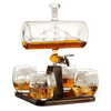 Whiskey & Wine Decanter Gifts for Men & Dad, Ship Decanter 1000ml, Set with 4 Globe Drinking Glasses - Cool Liquor Dispenser for Home Bar Unique Birthday Gift Ideas from Wife, Daughter, Son Present