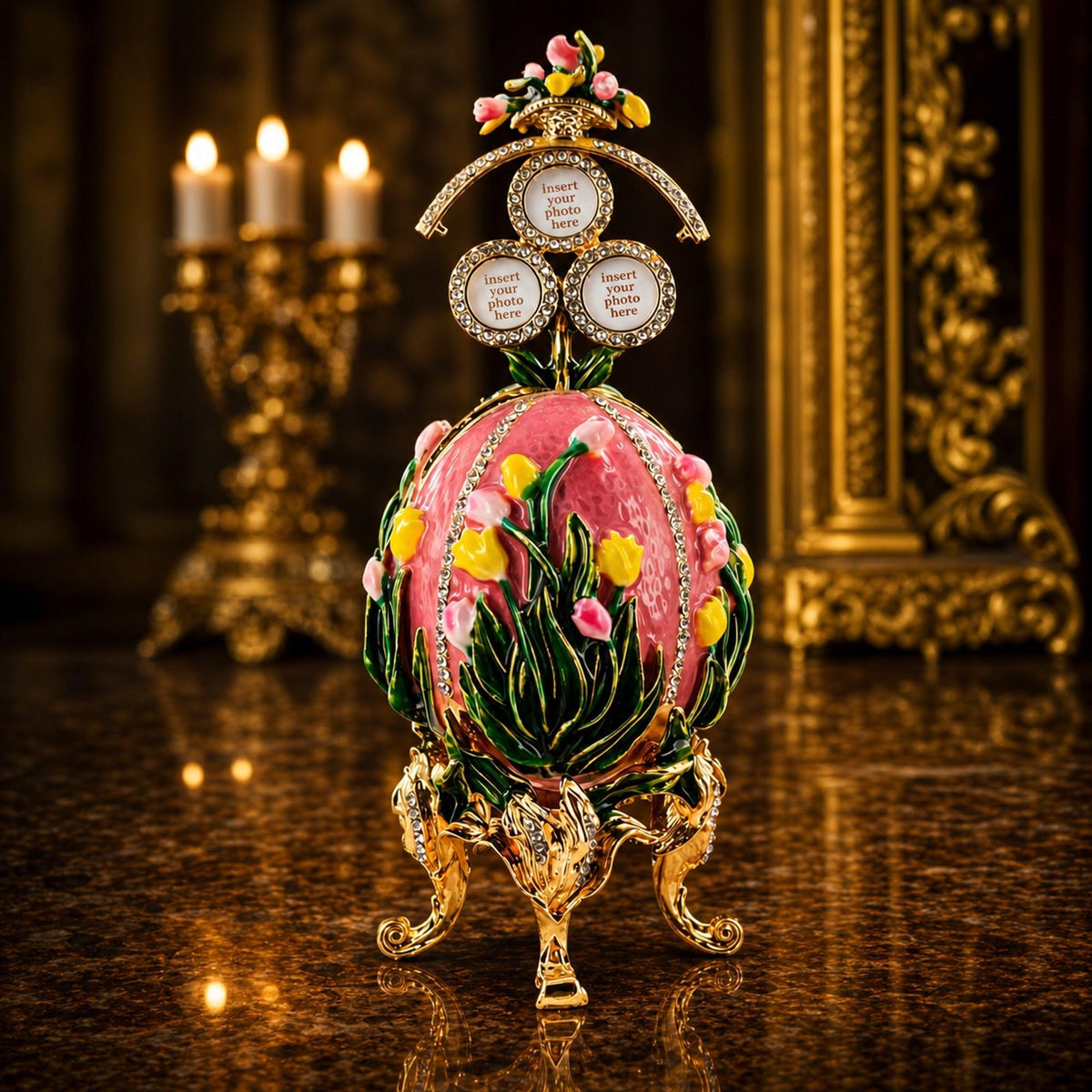 1898 Lilies of the Valley Royal Imperial Metal Easter Egg in Pink