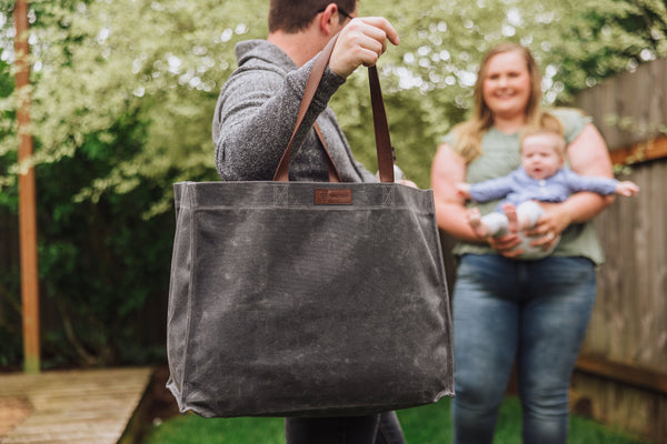 Market Waxed Canvas Tote with Leatherette Handles