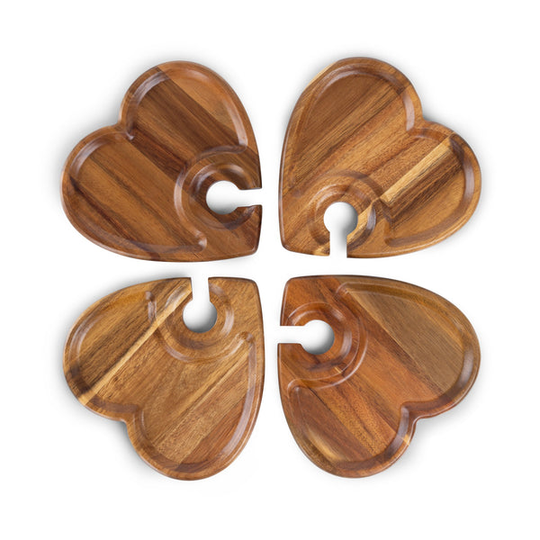 Heart Shaped Wine Appetizer Plate Set of 4 Picnic Time Family of Brands