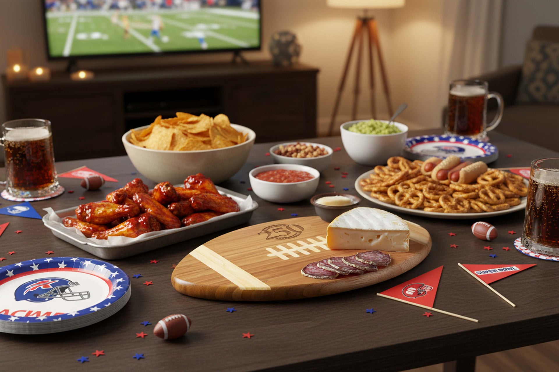 America250 - Touchdown! Football Cutting Board & Serving Tray