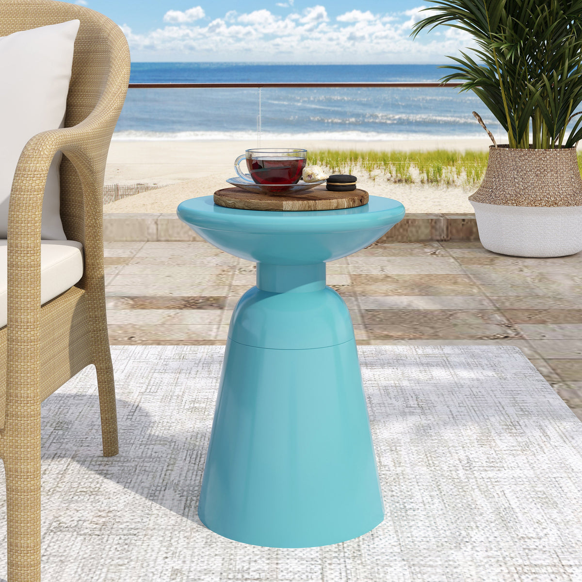 Outdoor Metal End Table - Large