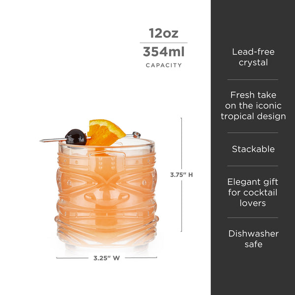 Pacific Crystal Tiki DOF Tumblers Set of 2