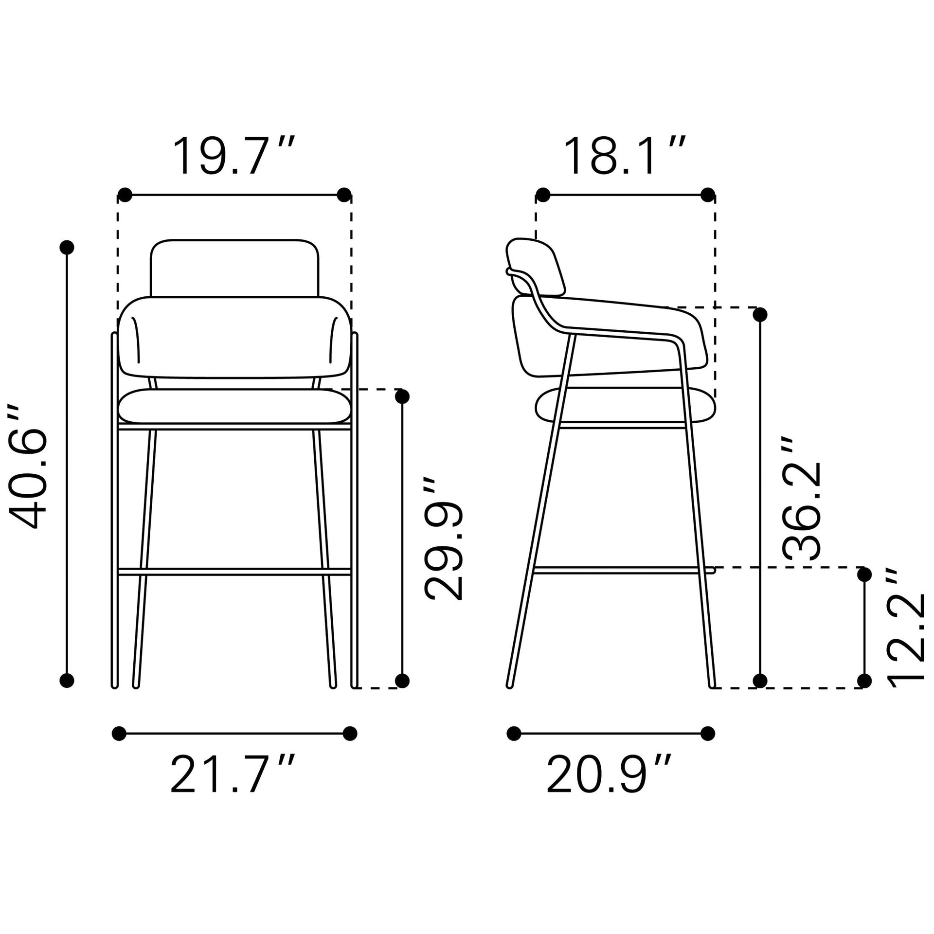 Marcel Barstool (Set of 2) Brown