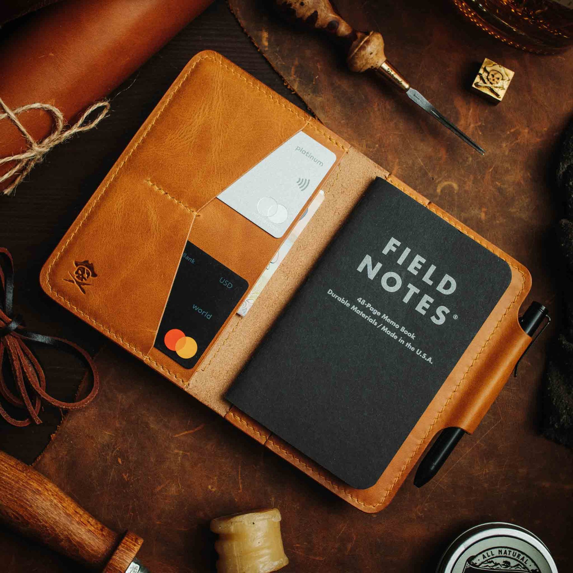 Passport Travel Wallet - Quartermaster v2 | Leather Velcro Organizer | Field Notes Holder Pirate Goods