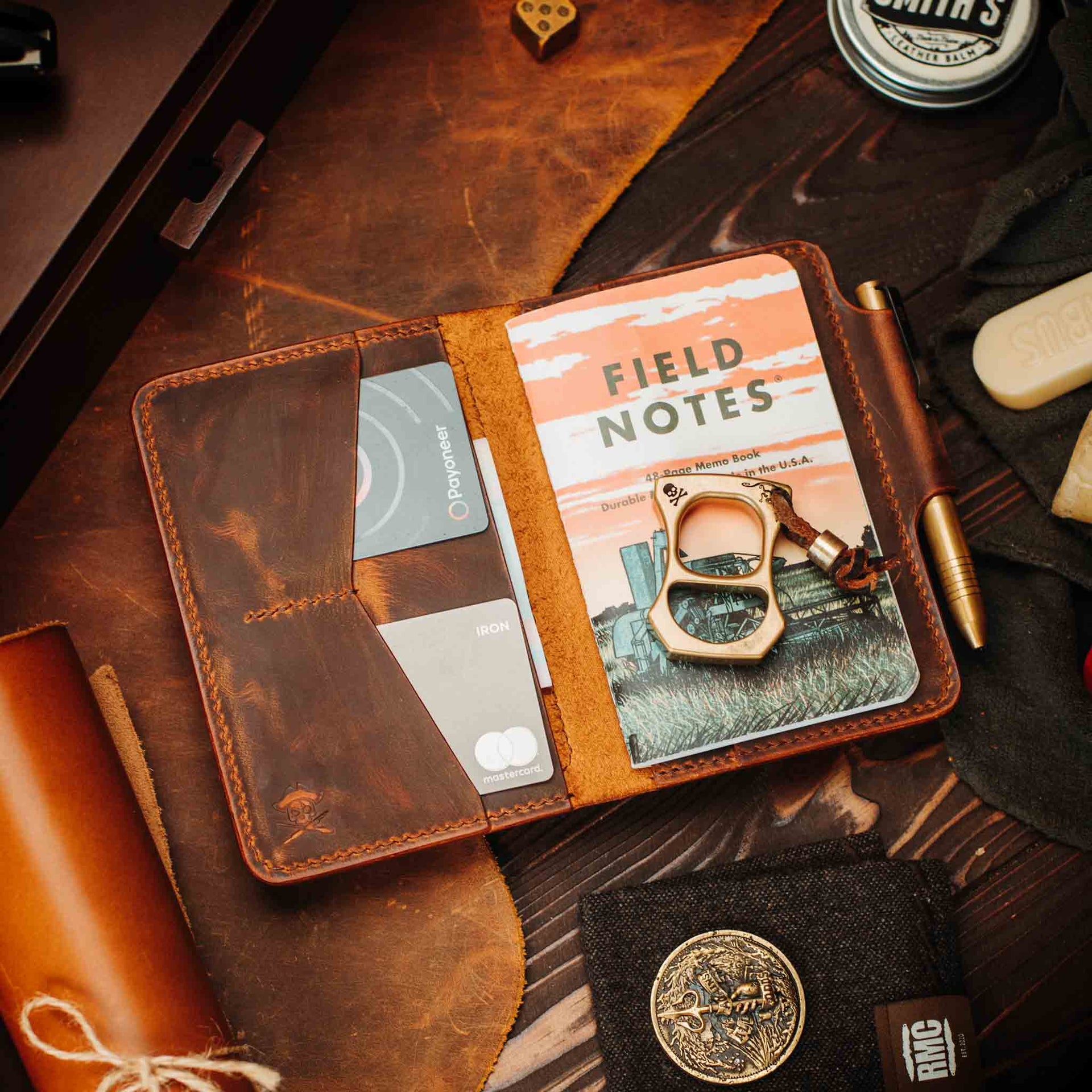Passport Travel Wallet - Quartermaster v2 | Leather Velcro Organizer | Field Notes Holder Pirate Goods