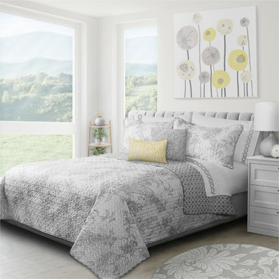 Quilt Bedding Set Woven 3 Piece Set Double/Queen Transitions Alloy