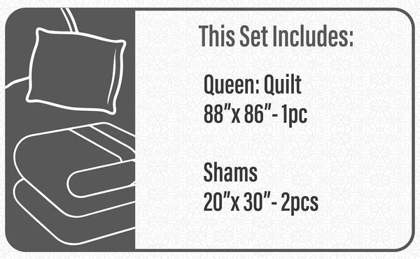 Quilt Bedding Set Woven 3 Piece Set Double/Queen Whisper - Gifts for You 'n Me