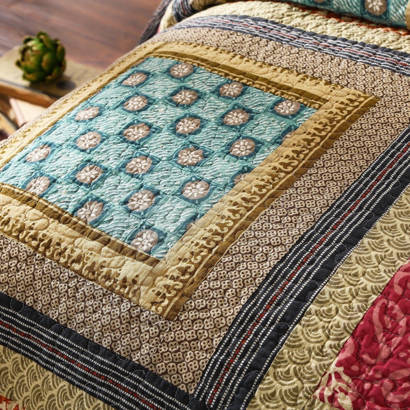 Dada Bedding Gallery of Roses Floral Bohemian Cotton Patchwork Bedspread Set (JHW-546)