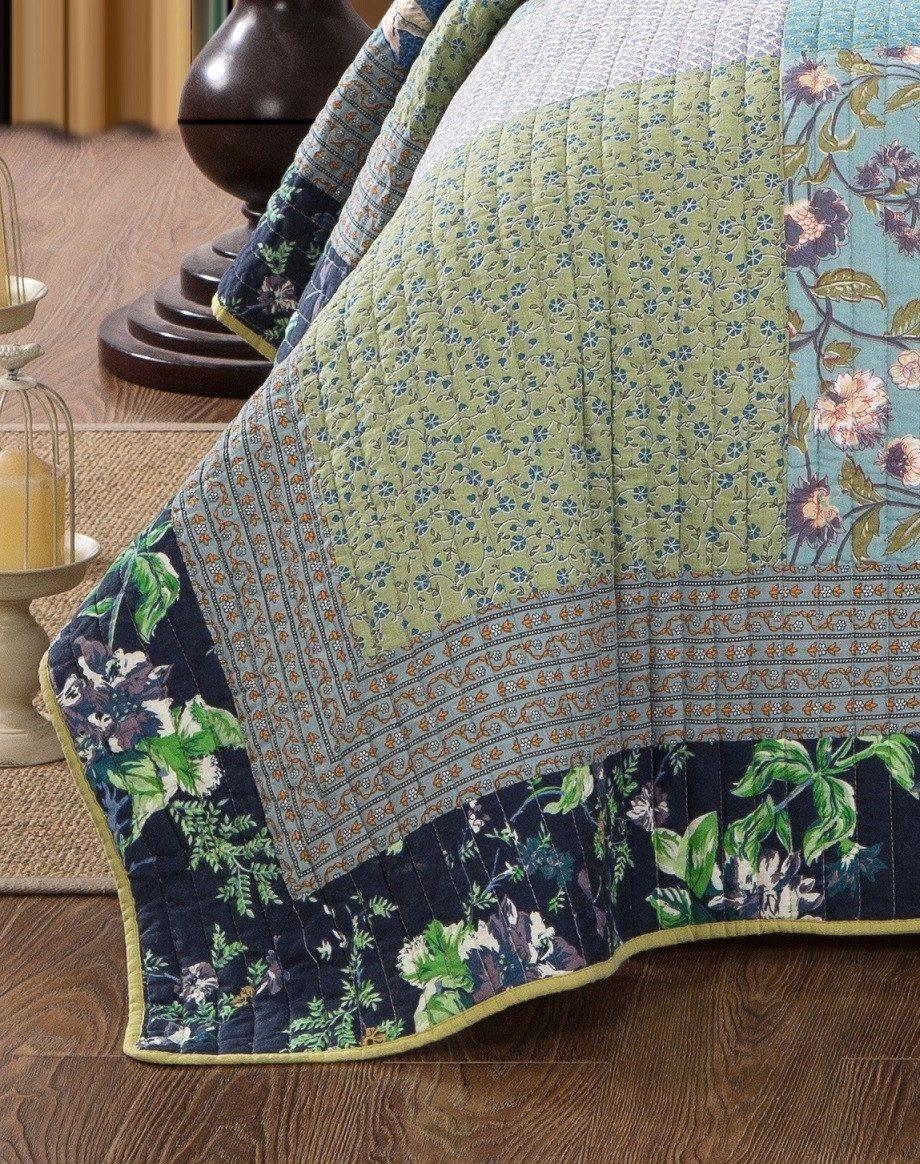 Tache Cotton Bohemian Tropical Calla Lily Quilted Patchwork Bedspread Set (JHW-687)