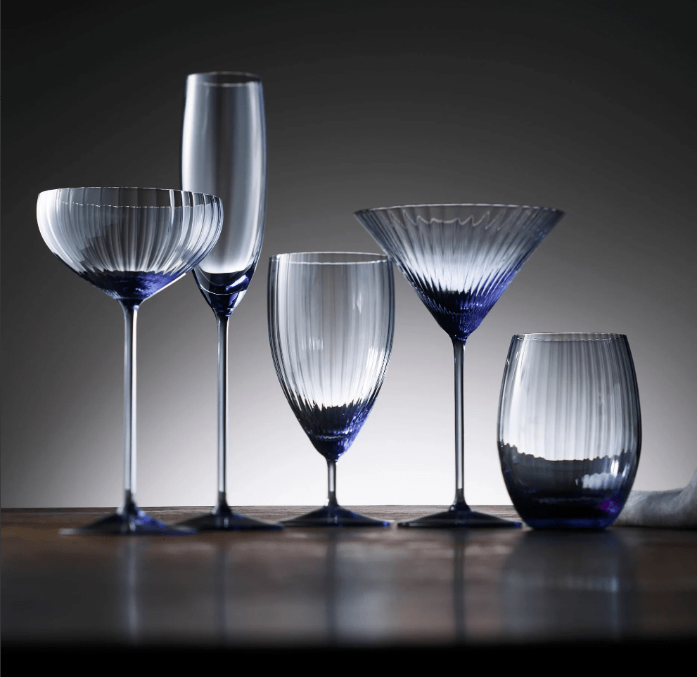 Quinn Mouth-Blown Crystal Glassware – Premium Coastal Entertaining (Ocean Blue)