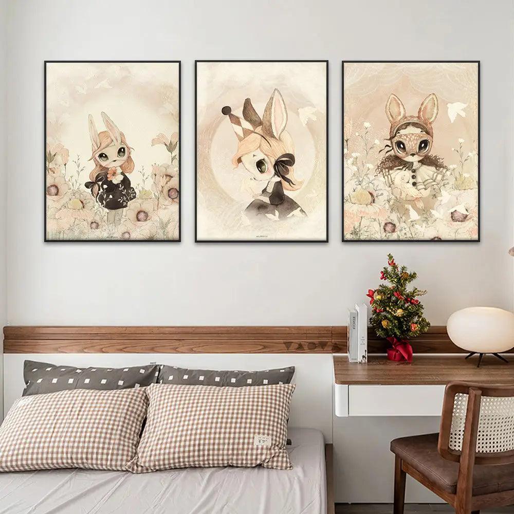 Beige Rabbit Canvas Art