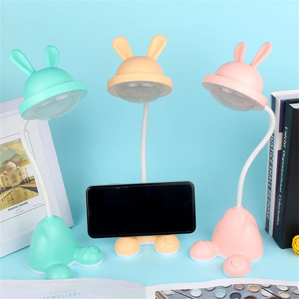 Rabbit LED Table Lamp Kids Desk Bunny Night Lights Studying Bedroom Decor Baby Bed Restaurant Living Room Cute Gift USB Charging Cute Study Lamps for Bedroom Décor