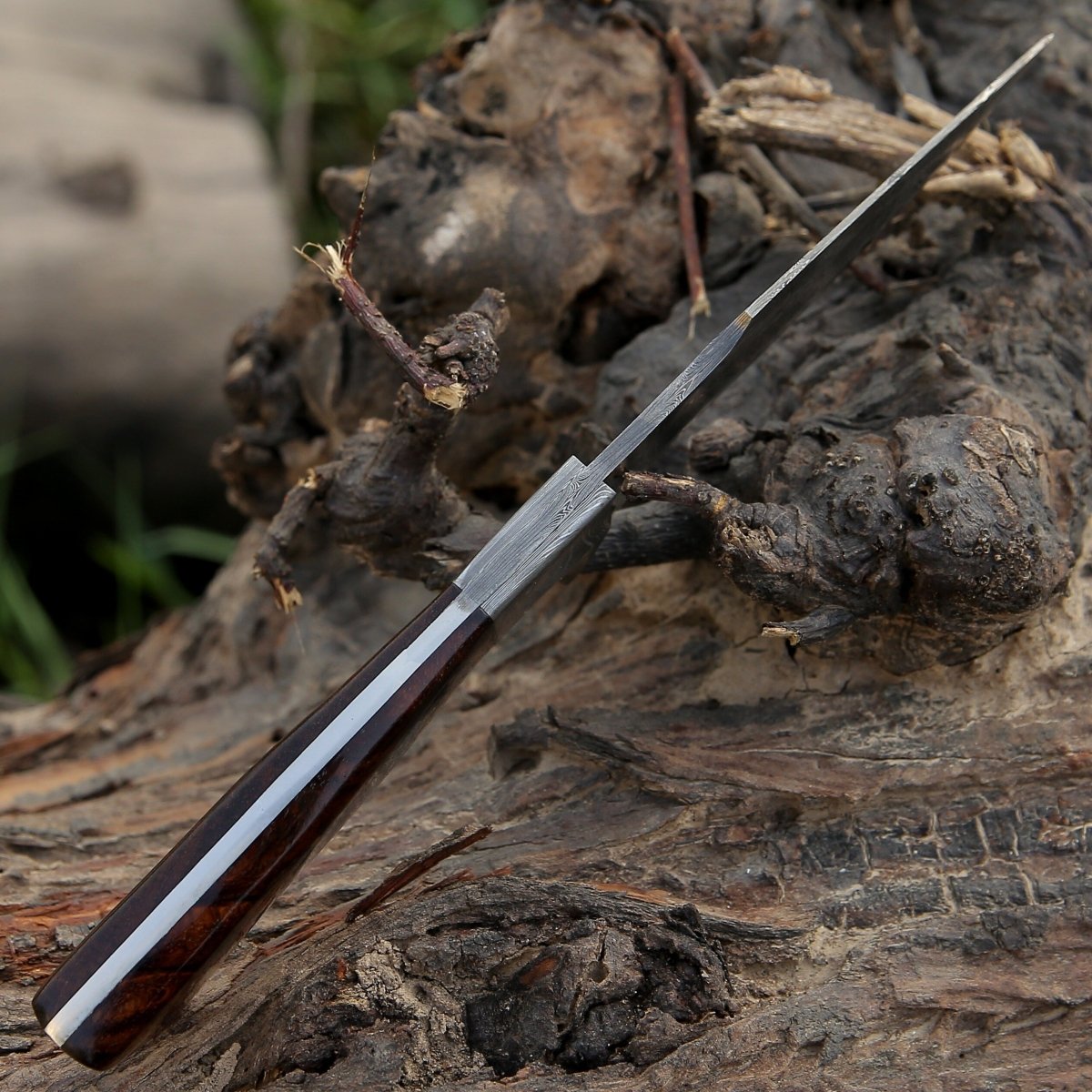 Radiant Damascus Hunting Knife with Rosewood Handle