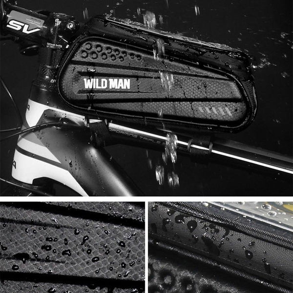 Rainproof Bicycle Bag Frame Front Top Tube Cycling Bag Reflective 6.5in Phone Case Touchscreen Bag Bike Accessories Bike Phone Bag Bicycle Bag Front Frame Pouch Top Tube Pouch Waterproof Bike Holder Accessories Bag Mount Handlebar Cell Phone